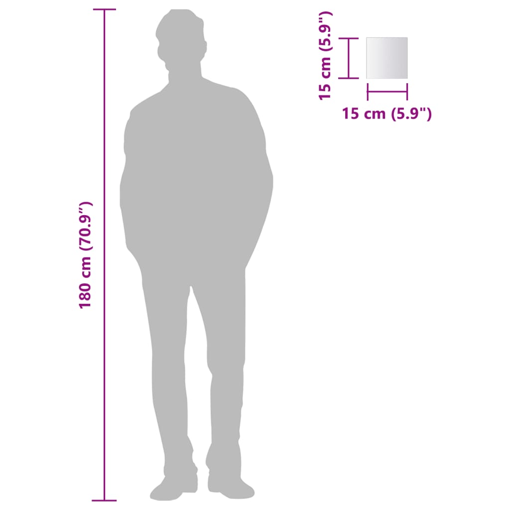 Veggspeil Speilfliser 24 stk kvadrat glass