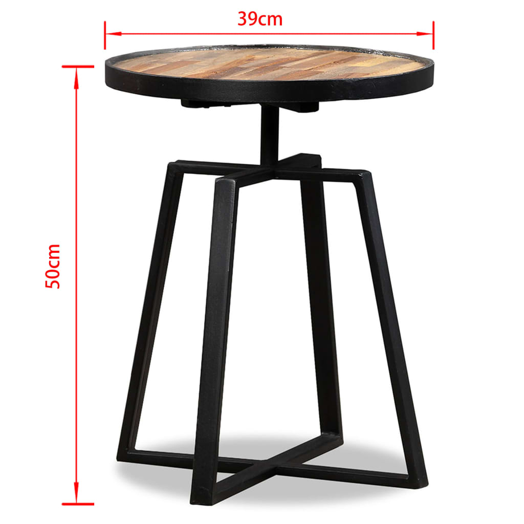 Sidebord rund heltre gjenvunnet teak