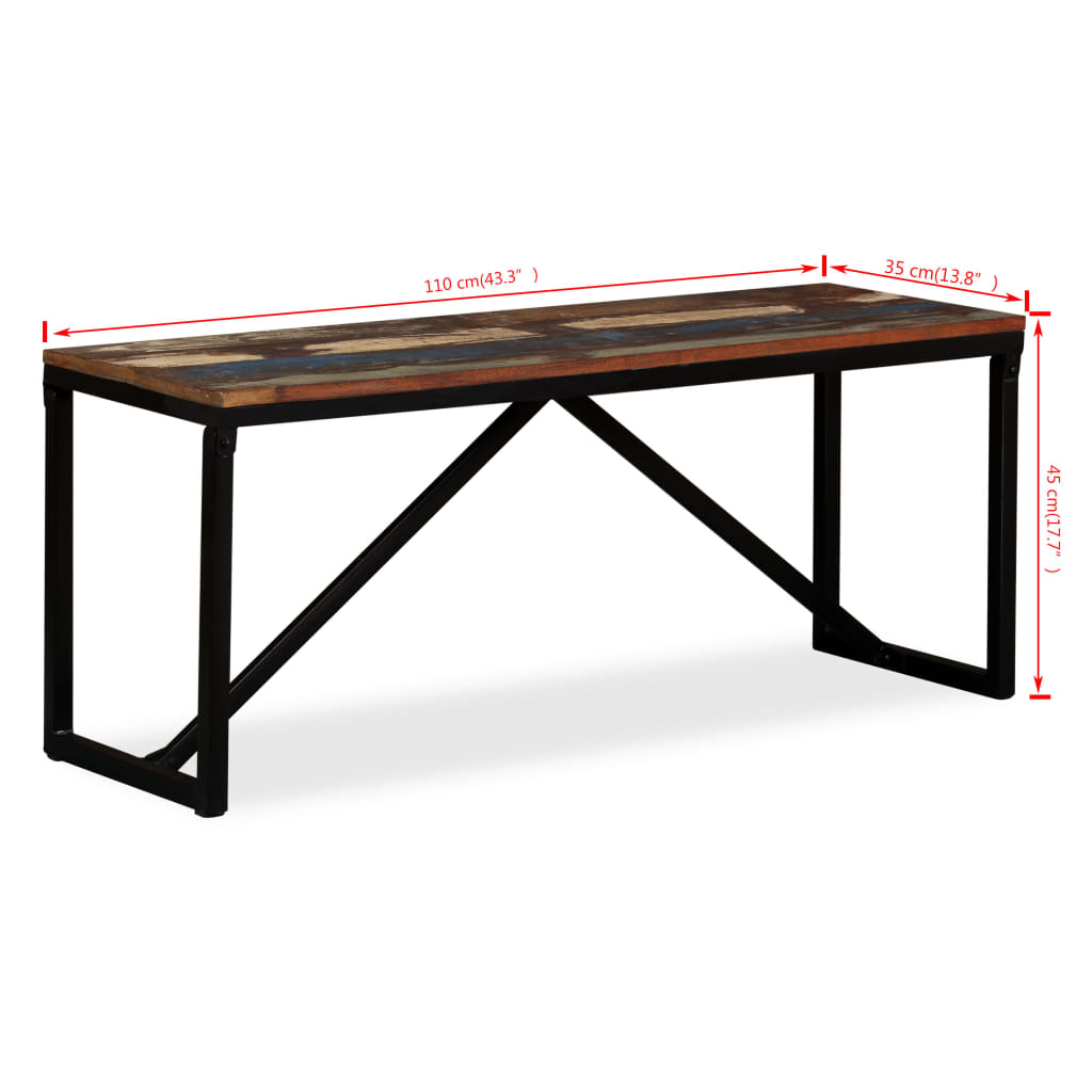 Sittebenk gjenvunnet heltre 110x35x45 cm