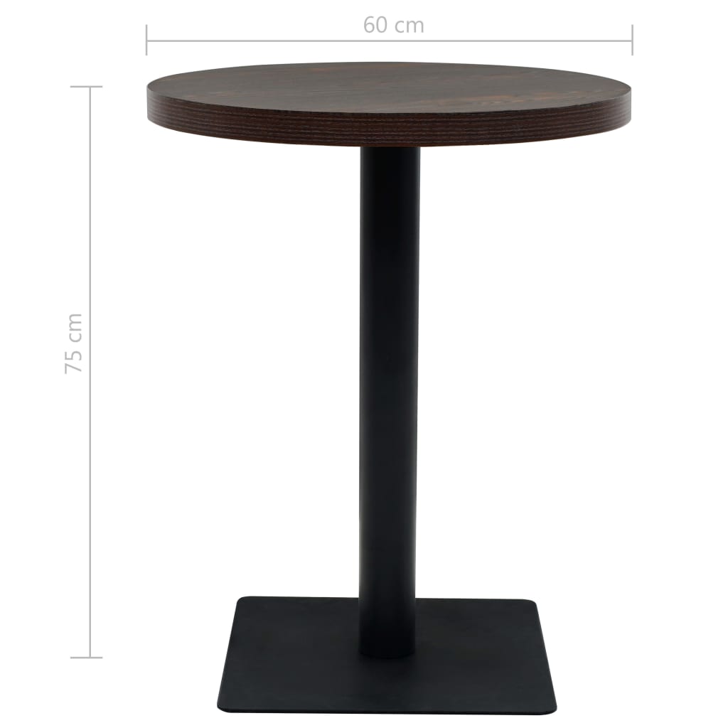 Barbord Kafebord Bistrobord MDF og stål rund 60x75 cm mørk aske