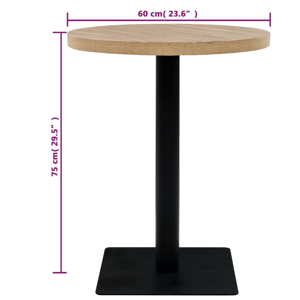 Barbord Kafebord Bistrobord MDF og stål rund 60x75 cm eikefarge