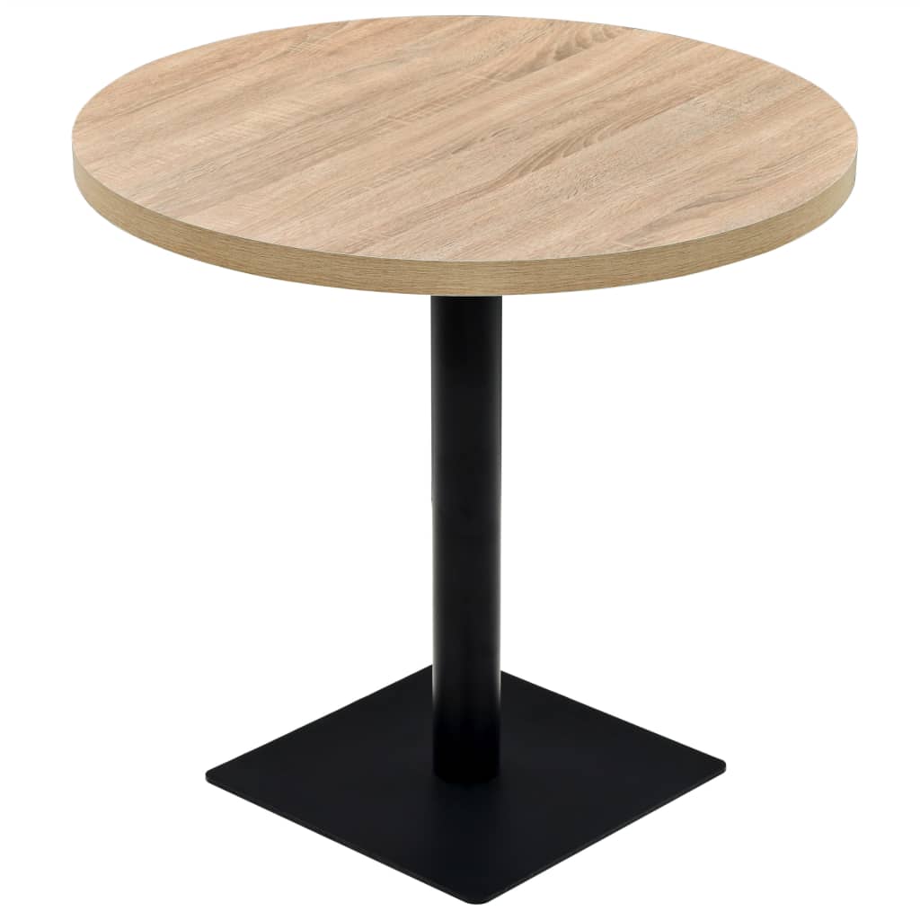 Barbord Kafebord Bistrobord MDF og stål rund 80x75 cm eikefarge