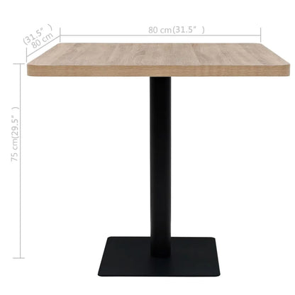 Barbord Kafebord Bistrobord MDF og stål firkantet 80x80x75 cm eikefarge