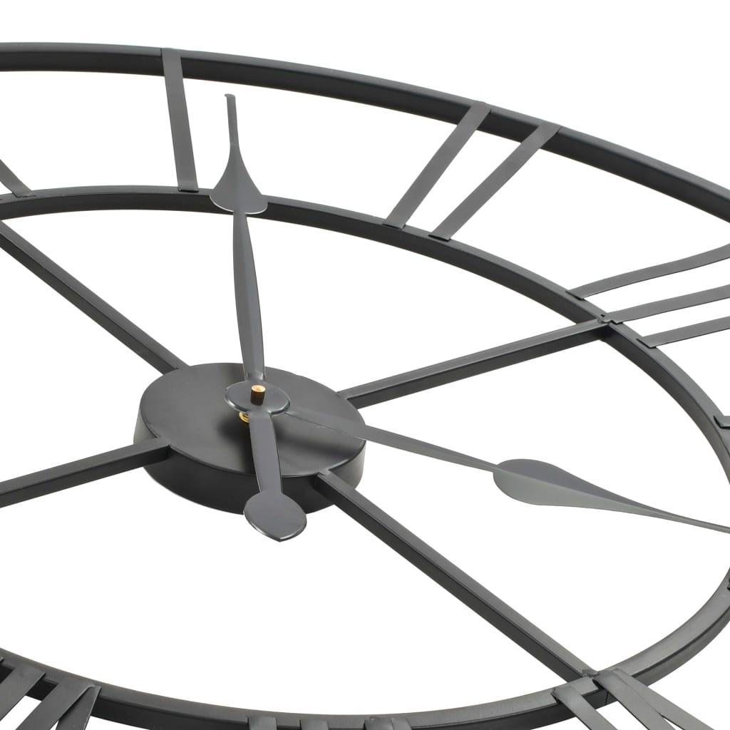 Veggklokke vintage med kvarts-urverk 80 cm metallfarget