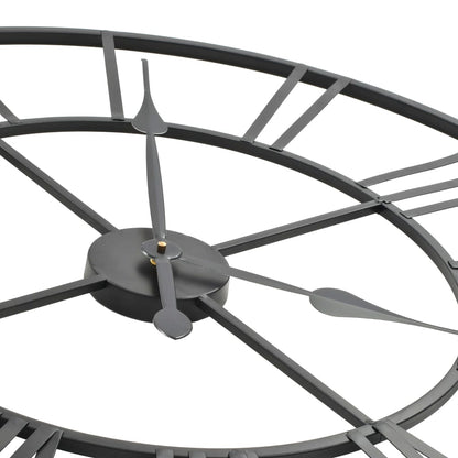 Veggklokke vintage med kvarts-urverk 80 cm metallfarget