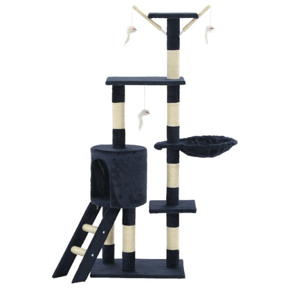 Kattemøbel Kloretre med klorestolper i sisal 138 cm mørkeblå