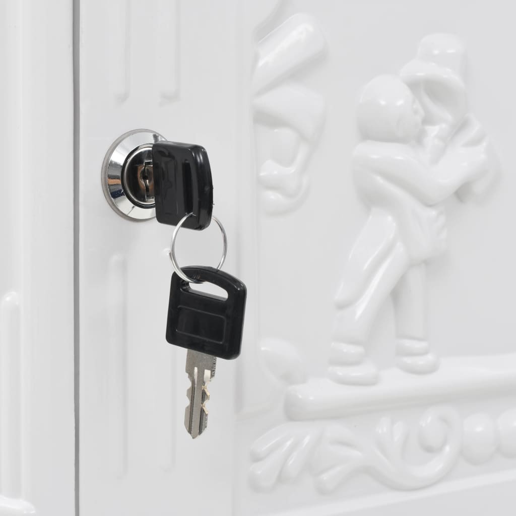 Postkasse på sokkel aluminum gammeldags rustbestandig Hvit