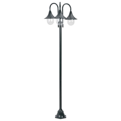 Hagebelysning Hagelyktestolpe E27 220 cm aluminium 3 lamper mørkegrønn