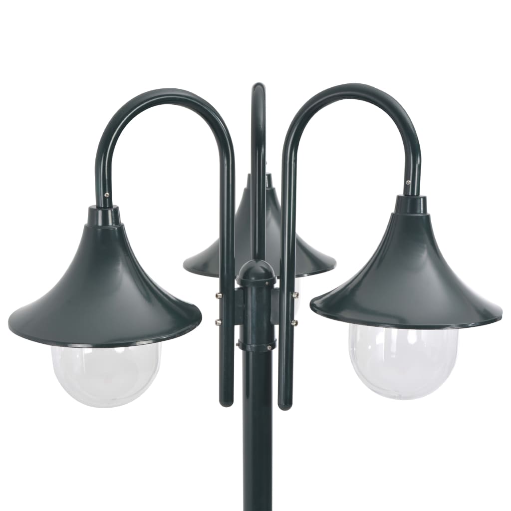 Hagebelysning Hagelyktestolpe E27 220 cm aluminium 3 lamper mørkegrønn