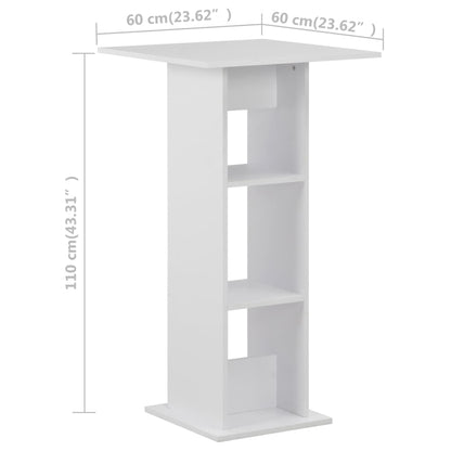 Barbord kafebord Bistrobord hvit 60x60x110 cm