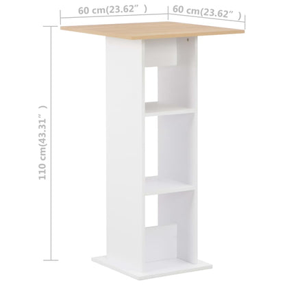 Barbord kafebord Bistrobord hvit og sonoma eik 60x60x110 cm