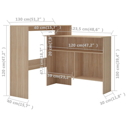 Barbord kafebord Bistrobord med 2 Bordplate 130x40x120 cm eik