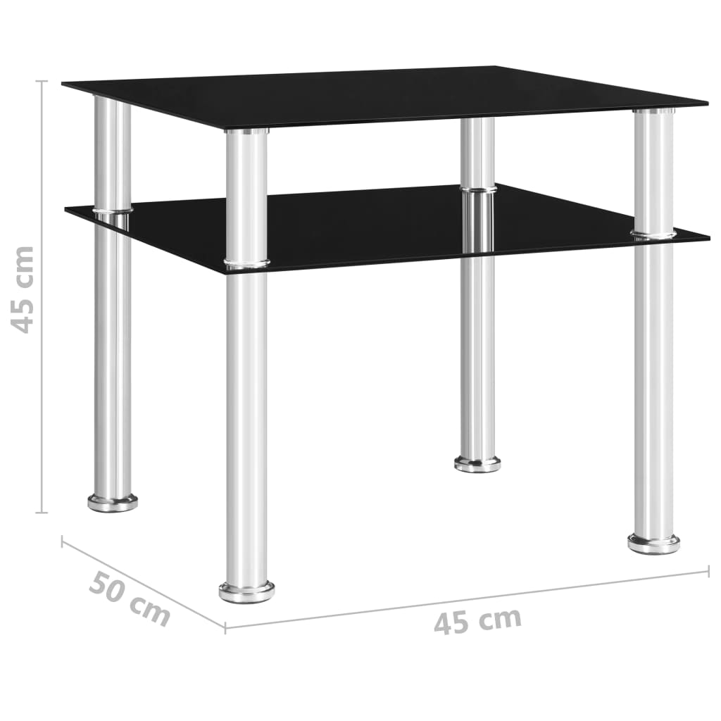 Sidebord svart 45x50x45 cm herdet glass