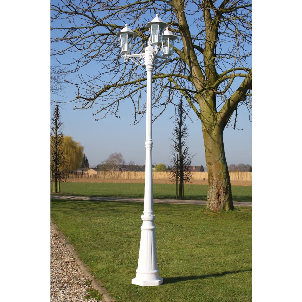 Hagebelysning 3-armer Kingston hage lysstolper 215 cm Hvit