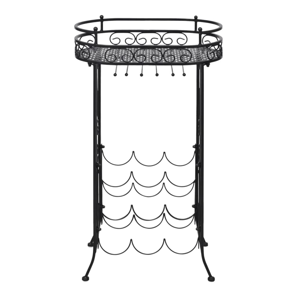 Vinstativ med glassholder for 9 flasker metall