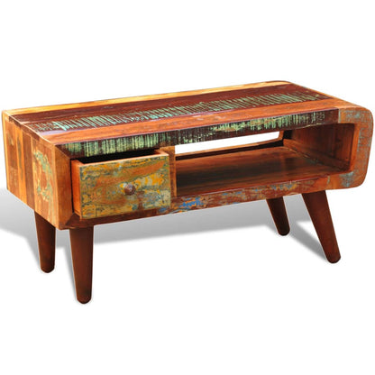 Salongbord Sofabord Tre Gjenvunnet Heltre med buede kanter 1 skuff