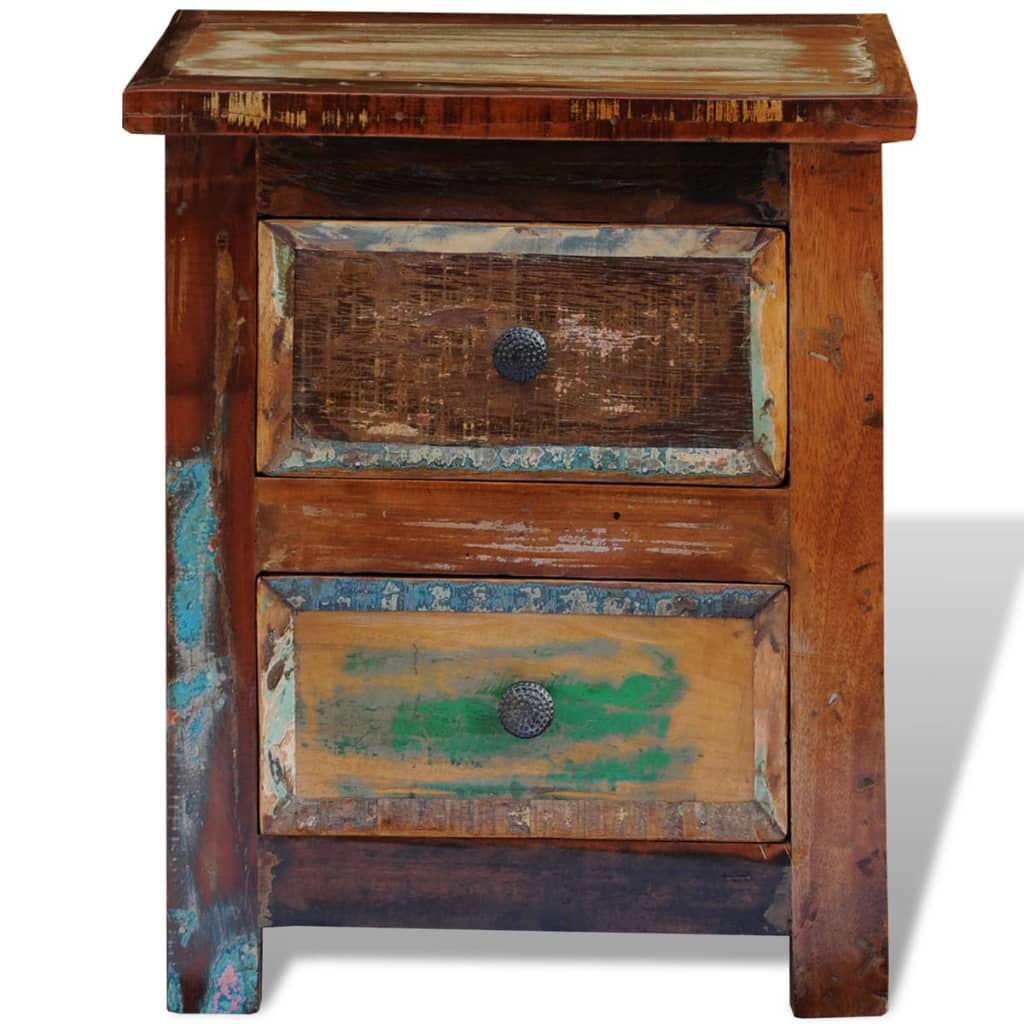 Nattbord Sengbord Tre med 2 skuffer gjenvunnet heltre