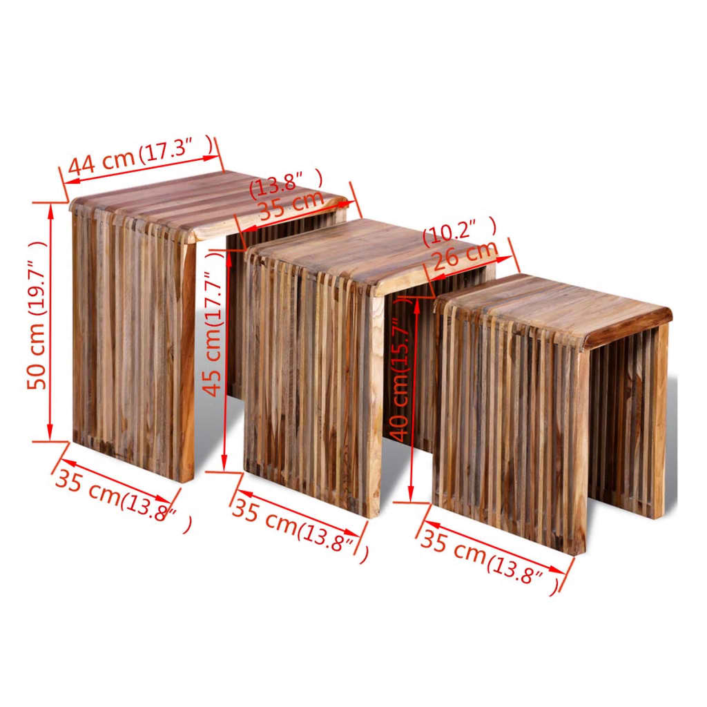 Sidebord 3 deler gjennvunnet teak