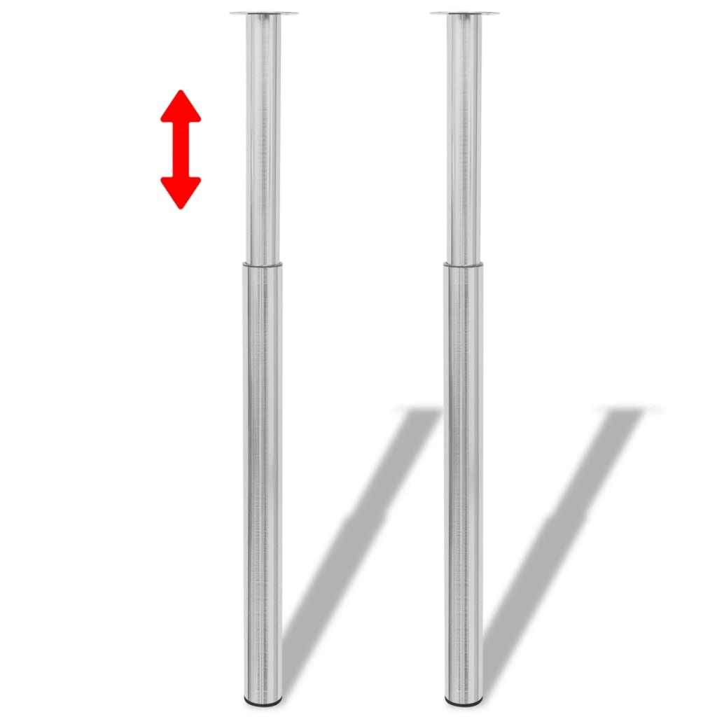 Bordben 2 teleskopiske Bordben børstet nikkel 710 mm-1100 mm