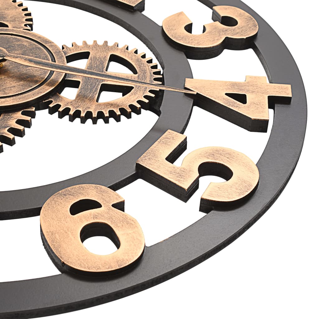 Veggklokke metall 58 cm gylden og svart