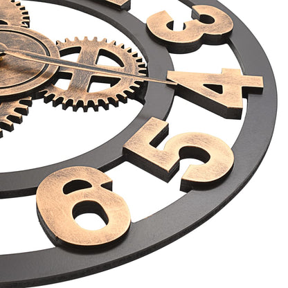 Veggklokke metall 58 cm gylden og svart