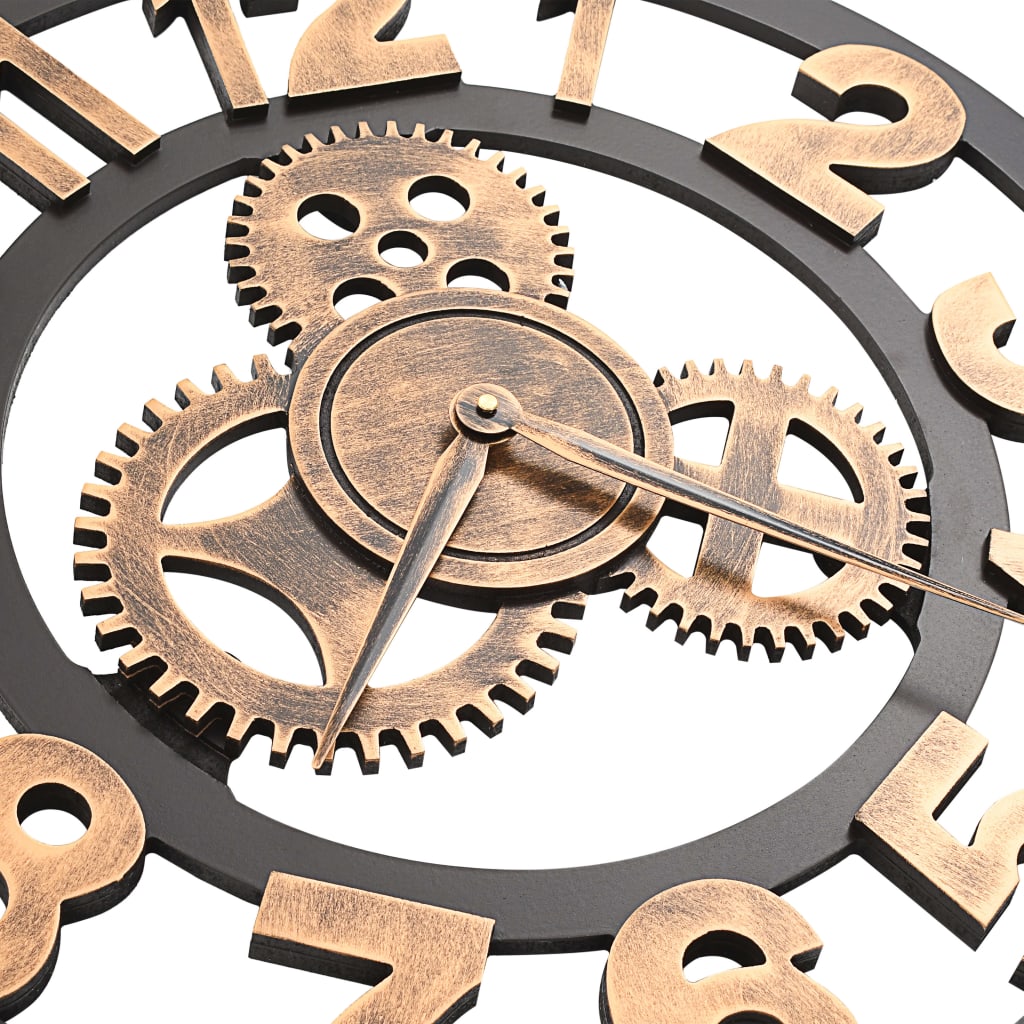 Veggklokke metall 58 cm gylden og svart