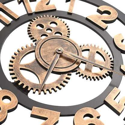 Veggklokke metall 58 cm gylden og svart