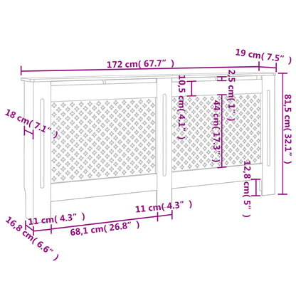 Radiatordeksel hvit 172x19x81,5 cm MDF