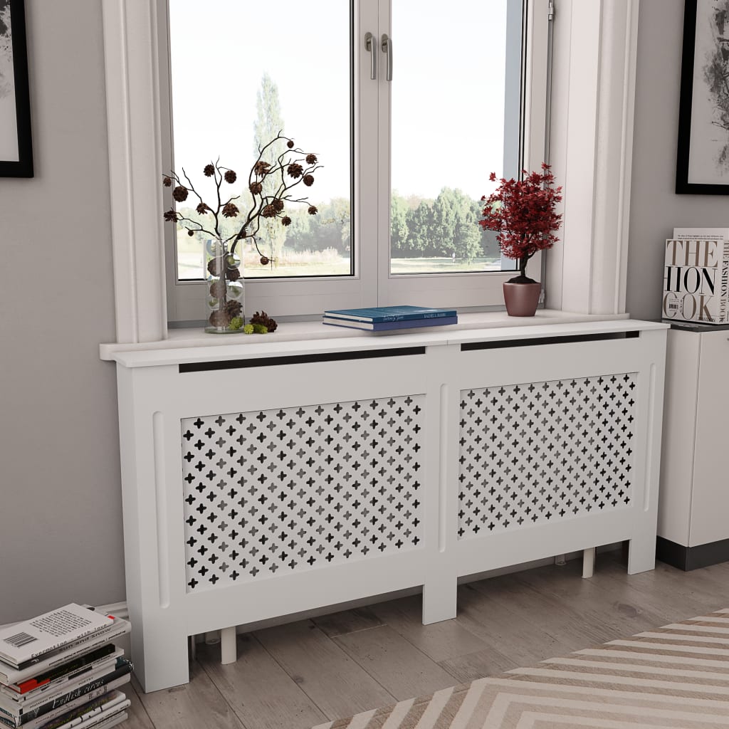 Radiatordeksel hvit 172x19x81,5 cm MDF