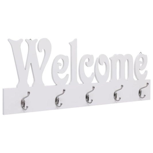 Garderobestativ Veggmontert garderobepanel WELCOME hvit 74x29,5 cm