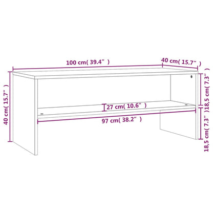 TV-benk hvit 100x40x40 cm konstruert tre