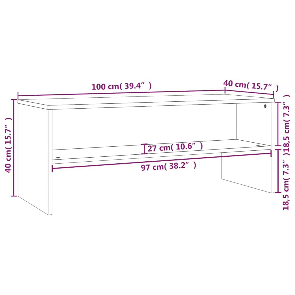 TV-benk svart 100x40x40 cm konstruert tre