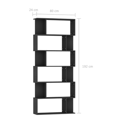 Bokhylle/Romdeler svart 80x24x192 cm konstruert tre