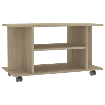 TV-benk med hjul sonoma eik 80x40x45 cm konstruert tre