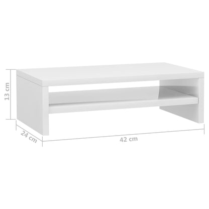 TV-Skjermstativ hvit høyglans 42x24x13 cm konstruert tre