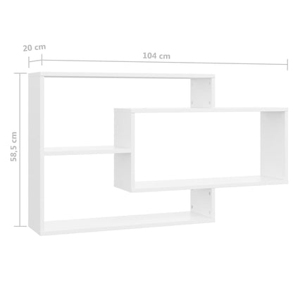 Vegghylle hvit 104x20x58,5 cm konstruert tre