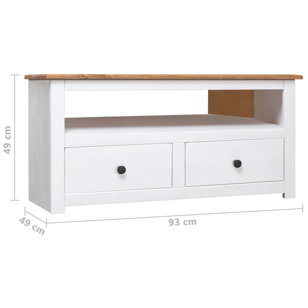 TV-hjørneskap hvit 93x49x49 cm heltre furu Panama Range