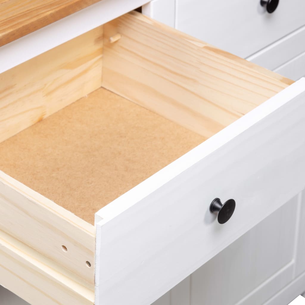 Skjenk Hvit 93x40x80 cm heltre furu Panama Range