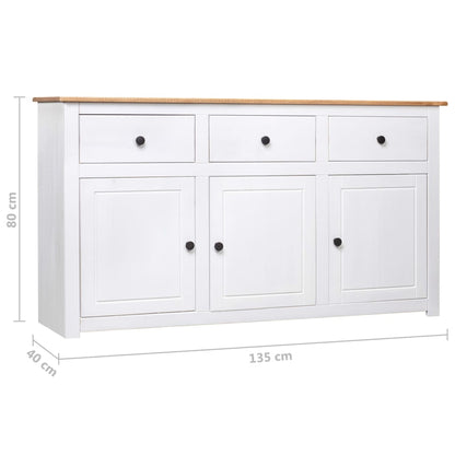 Skjenk Hvit 135x40x80 cm heltre furu Panama Range