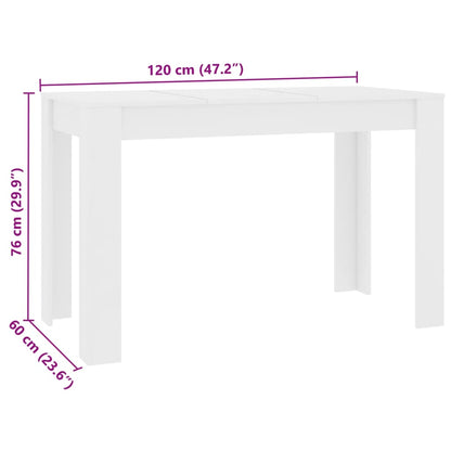 Spisebord Kjøkkenbord hvit 120x60x76 cm konstruert tre