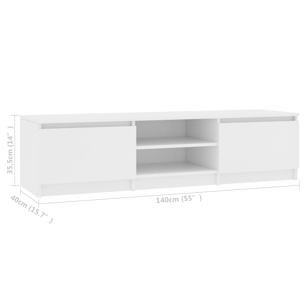 TV-benk hvit 140x40x35,5 cm konstruert tre