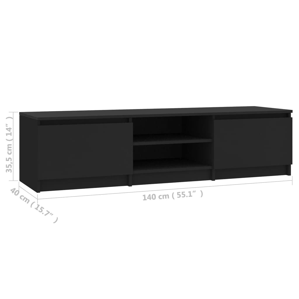 TV-benk svart 140x40x35,5 cm konstruert tre