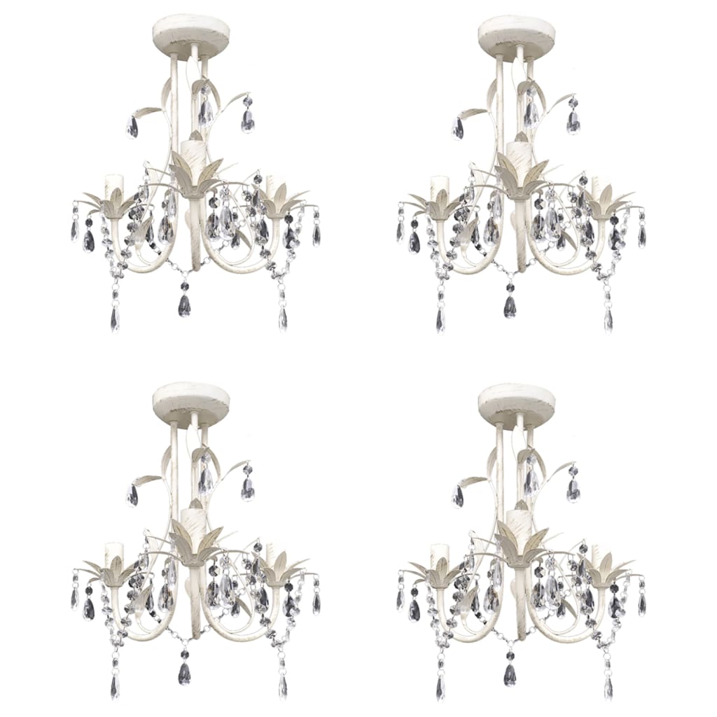 Taklampe Lysekrone KrystalTaklampe Lysekrone 4 stk elegant Hvit