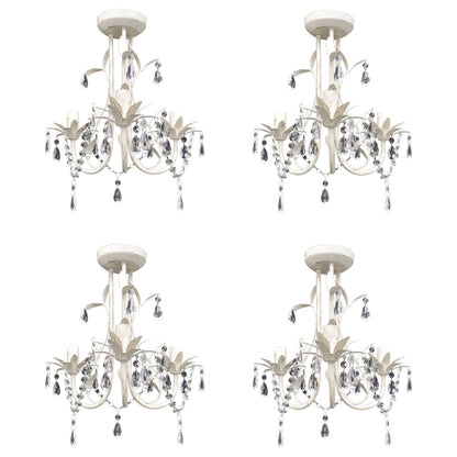 Taklampe Lysekrone KrystalTaklampe Lysekrone 4 stk elegant Hvit