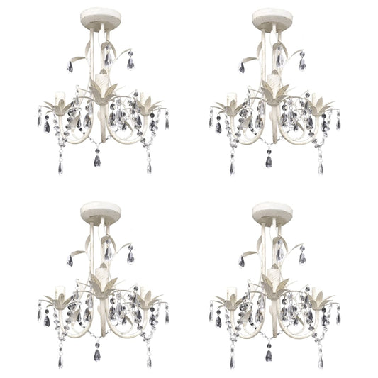 Taklampe Lysekrone KrystalTaklampe Lysekrone 4 stk elegant Hvit