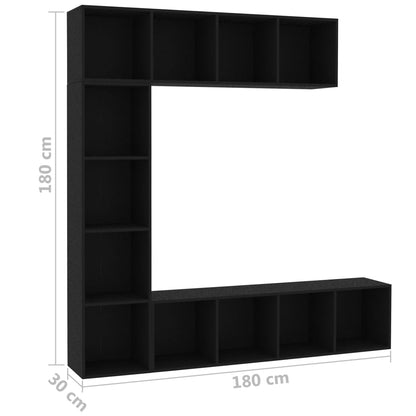 TV-skap 3-deler svart 180x30x180 cm