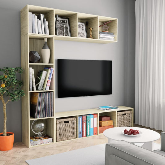 TV-skap 3 deler sonoma eik 180x30x180 cm