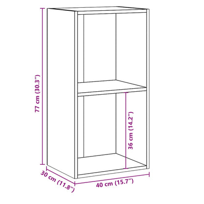 Bokhylle 2 nivåer betonggrå 40x30x76,5 cm konstruert tre