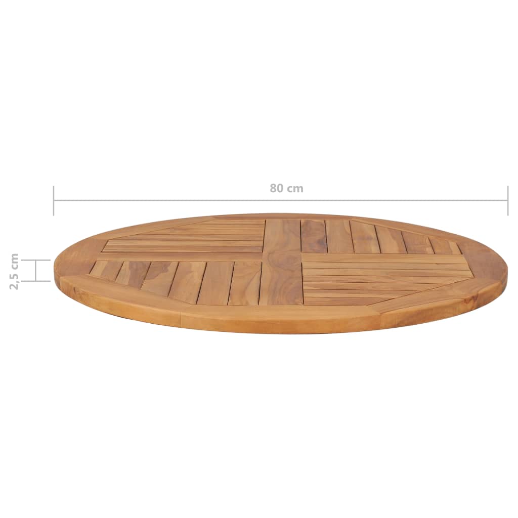 Bordplate heltre teak 2,5 cm 80 cm