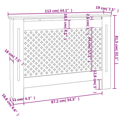 Radiatordeksel svart 112x19x81,5 cm MDF